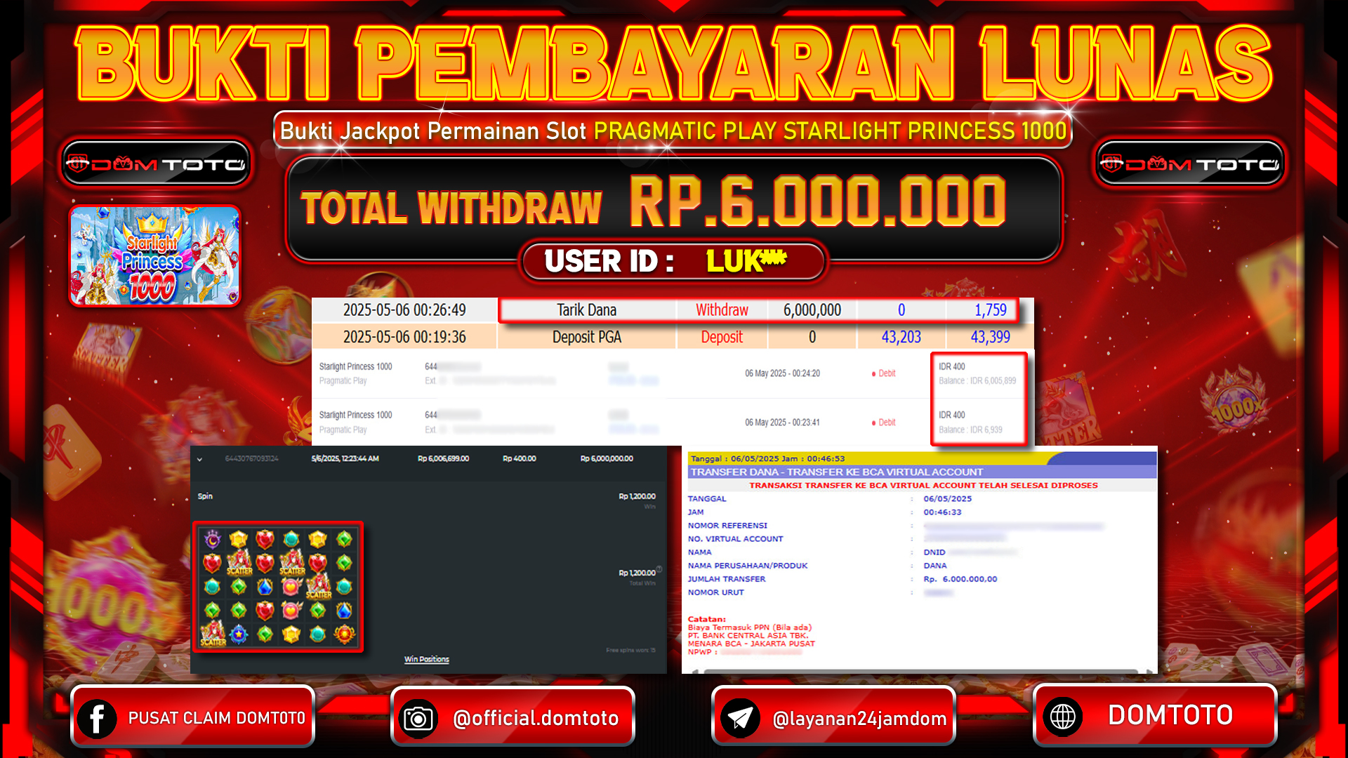 JACKPOT SLOT STARLIGHT PRINCESS 1000 05  MEI 2025
